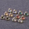Brincos de backs Triângulo quadrado geométrico Clipe de cristal austríaco em Noaneiro de Luxo de Casamento Pierced para Mulheres