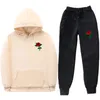 Sweats à capuche pour hommes Los Hombres Conjuntos Pantalon Streetwear Simple Rose Print Hat Hip-hop College Student Couple Sportswear