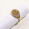 Genuine Gold Plated Opening Diamond Inclaid Temperment Versão simples Anel feminino Ornamento de luxo