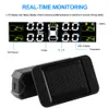 TPMS CAR AUTO bezprzewodowe monitorowanie ciśnienia oponowego System Solar USB Power ładujący cyfrowy alarm TPMS czujnik zewnętrzny wewnętrzny