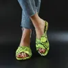 Slippers Summer Women Snake Print Roman Shoes Flip Flops Woman Cross Flat Sandals 2023 Big Size Laquette Femme