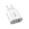 40W 3A 3 portar Dual PD Typ C Wall Charger Snabbladdning Kraftadaptrar för iPhone 14 13 Samsung S23 S22 UTRAL HTC Xiaomi Huawei Celltelefonladdare med låda med låda