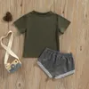 Ensembles de vêtements FOCUSNORM 2 pièces infantile bébé garçons vêtements 0-3Y lettre impression à manches courtes pull t-shirts gris solide Shorts