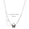 Tour de cou Tendance Brillant Noir Zircon Papillon Pendentif Collier Pour Femmes Charme Double Couche Clavicule Chaîne Fille Irrégulier Cou Bijoux