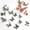 Decoração de casa adesivos de parede de borboleta 12 PCs/conjunto Espelho Diy Superfície 3D Butterfly Wedding Room Decor Decor Butterfly Adesivos TH0773