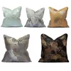 Pillow Light Luxus-Satin-Blatt-Jacquard-Kissenbezug, 45 cm, Gelb, Grau, Braun, Ginkgo-Stickerei, fester Bezug für Sofa