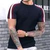2023 Waffler de verão Tops de camisetas para homens redondo pescoço listrado de manga curta camiseta casual 22195