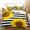 Juegos de cama Full King Botanical Plants Funda de edredón Girasol Edredón Microfibra 3D Nature Floral Set con 1/2 piezas Fundas de almohada