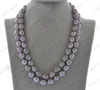 Choker Z11889 2ROW 18 '' 12mm Lavendel Bijna rond Edison Keshi Pearl ketting "8" CZ Clasp