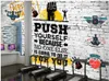 Papéis de parede 3D papel de parede personalizado PO de qualquer tamanho de tijolo mural Sports Sports Fitness Club Decoração Decoração Sala de estar para paredes 3 D