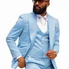 Ternos masculinos Cleme Blue Blue Men atingiu a lapela de 3 peças Tone Blazer Jacket Tuxedos Groom Casa Casa Casal Vest Pant