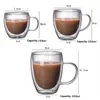 Copos de vinho 1pc Double Double Transparent Coffee Cop Copo Whisky Tea Tea Cerveja de Creer Resistente a Cocktail Vodka Caneca Drinkwares Tumbler