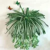 Fleurs décoratives 5 têtes d'orchidées chlorophytum artificielles en soie, fausse fleur à suspendre au mur, simulation d'orchidée en rotin, plante de support pour la maison