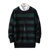 Heren Hoodies Sweatshirts Spring Men O-Neck Sweater Fashion Stripe Patchwork Pullover Mens Autumn Casual gebreide truien Slim Tops Clothi