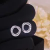 Boucles d'oreilles à la mode de luxe en Zircon cubique boucle d'oreille pour les femmes classique géométrique rond cristal mariée bijoux de mariage accessoires