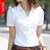 Damesblouses dames vrouwelijke zomermode korte mouw korte mouw losse katoenen Koreaan voor dameskantoor dragen elegant wit formeel shirt