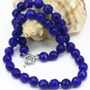Łańcuchy 10 mm lapis lazuli niebieski kamień fasetowane okrągłe koraliki naszyjnik dla kobiet łańcuchowych obroży DIY biżuteria 18 cali B3201