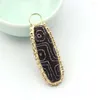 Hänge halsband 5st Black Green Red Old Dzi Tibet Olivary Agate Stone Oval Gold Plated Copper Charms för DIY Halsbandsmycken