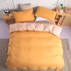 Defina a cama de cama de cama de cama de cama sólida Conjunto de tampa de edredão/edredom Capas de travesseiros de caixa dupla dupla full amarelo colorido têxteis domésticos