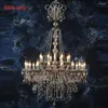 Avizeler Grand 24 PCS El Chandelier Işık Armatürleri Kilise Oturma Odası Ziyareti İçin Büyük Siyah Duman Muhteşem Asma Lambalar