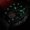 Wristwatches AESOP Real Flying Tourbillon Skeleton Mechanical Watch Square Carbon Fiber Super Luminous Waterproof Man Wristwatch 1963