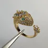 BUIGARISnake ヘッドシリーズデザイナーリング女性ダイヤモンドゴールドメッキ 18 K サイズ 6 7 8 公式複製ファッション高級絶妙なギフト 009