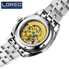 Wristwatches LOREO 8204 Luxury Men Automatic Mechanical Wristwatch Waterproof Stainless Steel Watch Golden Men's Clock Vintage Reloj