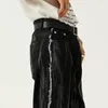 Męskie dżinsy ciemnoszare czarne 2023 Koreańskie barwniki krawatowe spersonalizowane boczne Burrs Design prosto w talii dżinsowe spodnie 9Y7936