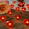 سلاسل 2M 3M Red Heart String Lights for Valentines Day Gift Girlfriend Room Garden Decoration حفلة زفاف