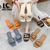 Slippers Cute Women Summer Slipper Square Toe Chain Slip On Flat Slide Sandals Beach Flip Flops Casual Shoe Ladies Lucky Choice