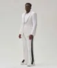 Men's Suits White Slit Mens 3 Pieces Business Casual Groom Prom Elegant Tuxedos For Wedding Groomsmen Men 2023(Blazer Vest Pant)