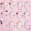 925 Silver Women Fit Pandora Ring Original Heart Crown Fashion Rings Color Beaded Ring Female Female