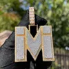 Bling Iced Out CZ Letters Aangepaste naam Ketting Hanger met 3 mm 24inch touwketen Fashion Gepersonaliseerd sieradencadeau voor vrienden