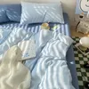 Sängkläder sätter japansk enkel fast färg lakan quilt täcker 4 bitars sovsal sovrum leveranser boutique