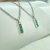80% OFF 2023 New Luxury High Quality Fashion Jewelry for Silver Double enamel green bar vertical rectangle masculine and feminine temperament Necklace high version