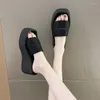 Slippers Fashion Wegdes Women Thick Bottom Muffin Shoes 2023 Summer High Heels Sandal Flip Flops Casual Square Toe