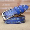 Belts Fashion High Quality Blue Belt Ladies Rivet Punk Style Women's 2.8CM Wide Jeans StyleBelts BeltsBelts