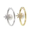 Orecchini a cerchio Huggie Gold Big Setting White Round Pearl Delicate Star Snowflake CZ Stone For Women Gorgeous Fashion Charm JewelryHoop