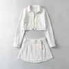 Çalışma Elbiseler Yan Bölünmüş Kot Mini Etek Takım Elbise Kıyafet 2023 İki Adet Kadın Fermuar Kırpılmış Ceket Ve Etekler Eşleşen Set