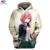 Erkek Hoodies Sweatshirts 3d Anime The Excessive Quintuplets Baskılı Harajuku Otaku Karikatür Moda Pullover Büyük Boy Casu