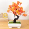 Dekorativa blommor krysantemum Small Bonsai Artificial Plant Plastic Fake Tree Home Living Room Balkong Decoration Potted Gardening