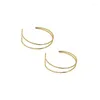 Orecchini a bottone Minimalista 27MM Oro 18 carati REALE. Autentico piercing all'orecchio in argento sterling 925 a doppia fila Big Circle Line C-YH30010