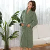 Women's Sleepwear Women Bathrobe Winter Towel Fleece Thick Warm Men Robe Nightgown Kimono Dressing Gown Pajamas Lady White