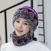 ビーニービーニー/スカルキャップアダルトファーハット女性冬のスカーフファッション編み女性暖かい耳の保護と2pcsbeanie/頭蓋骨