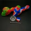 Multifonctionnel Coloré Silicone Crâne Style Pipes Herbe Tabac Huile Rigs Stockage Cachette Verre Trou Filtre Bol Fumer Cigarette Paille Cuillère Titulaire DHL