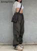 Kadın Pantolon Capris Jacqueline Baggy Sweetpants Kadın Punk Geniş Bacak Kargo Pantolon Y2K Drawstring Düşük Bel Joggers Moda Vintage Hippi Pantolon 230303