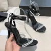 Moda yaz yüksek topuklu kadın sandalet klasik deri inci dekoratif dans çapraz lüks tasarımcı düğün joker stiletto konfor sandalet 10.5 cm kadın faktörü