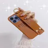 luxury leather wrist strap cell phone case For iPhone 15PRO 15 13promax 13 14proMAX 14plus 14 12PRO 12 11 11PRO MAX female leather personality protective cover 258