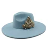 Chapeaux avares Chapeau pour femme à large bord simple église Derby haut-de-forme Panama solide feutre Fedoras chapeau pour femmes Jazz casquette perle couronne accessoires 230306