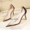 Упомянутые ноги Stiletto Women's High Heels Women's Fashion Fashion Женская обувь свадебная обувь высокая каблука прозрачная драгоценный камень